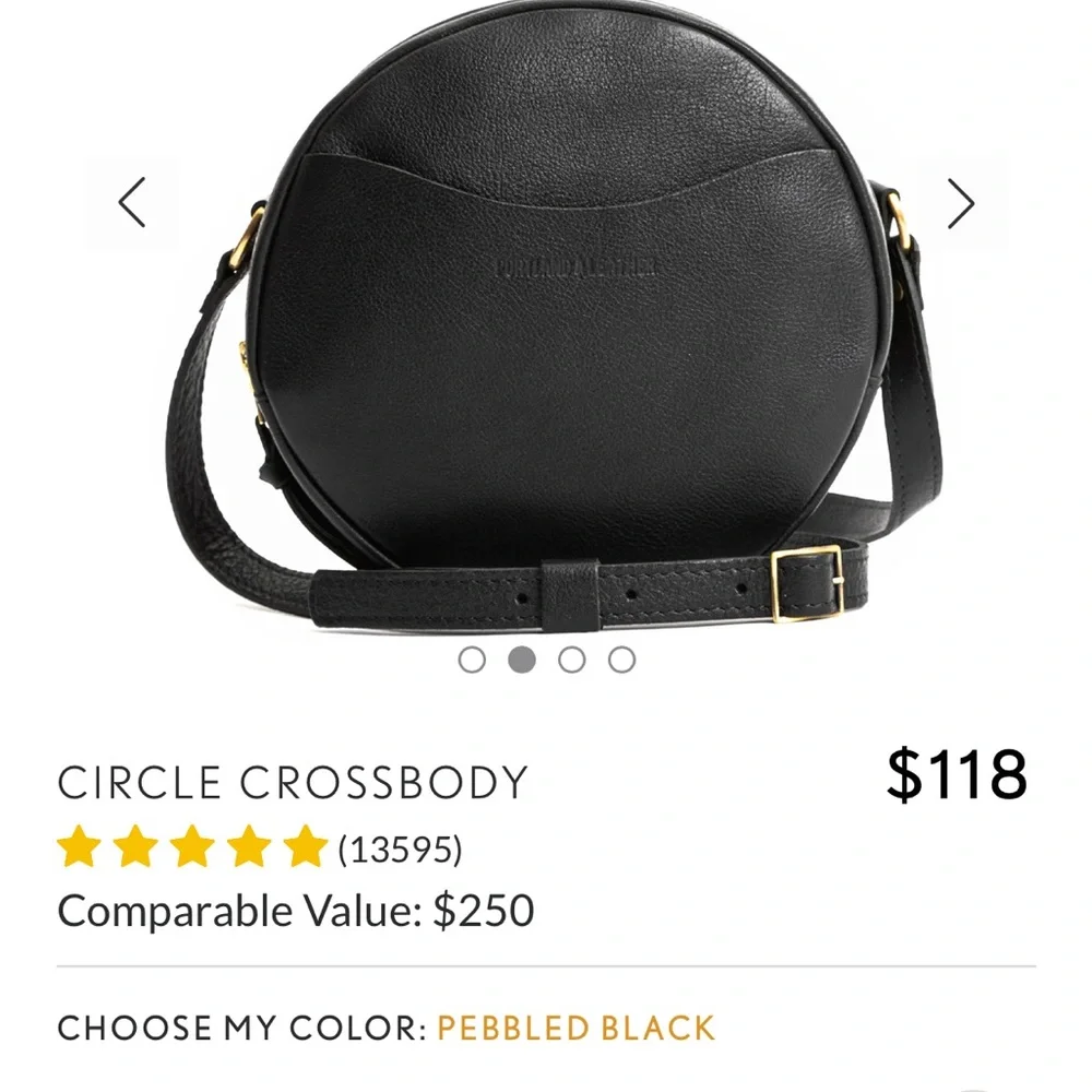 Portland Leather Black Round Crossbody Bag - Picture 7 of 10
